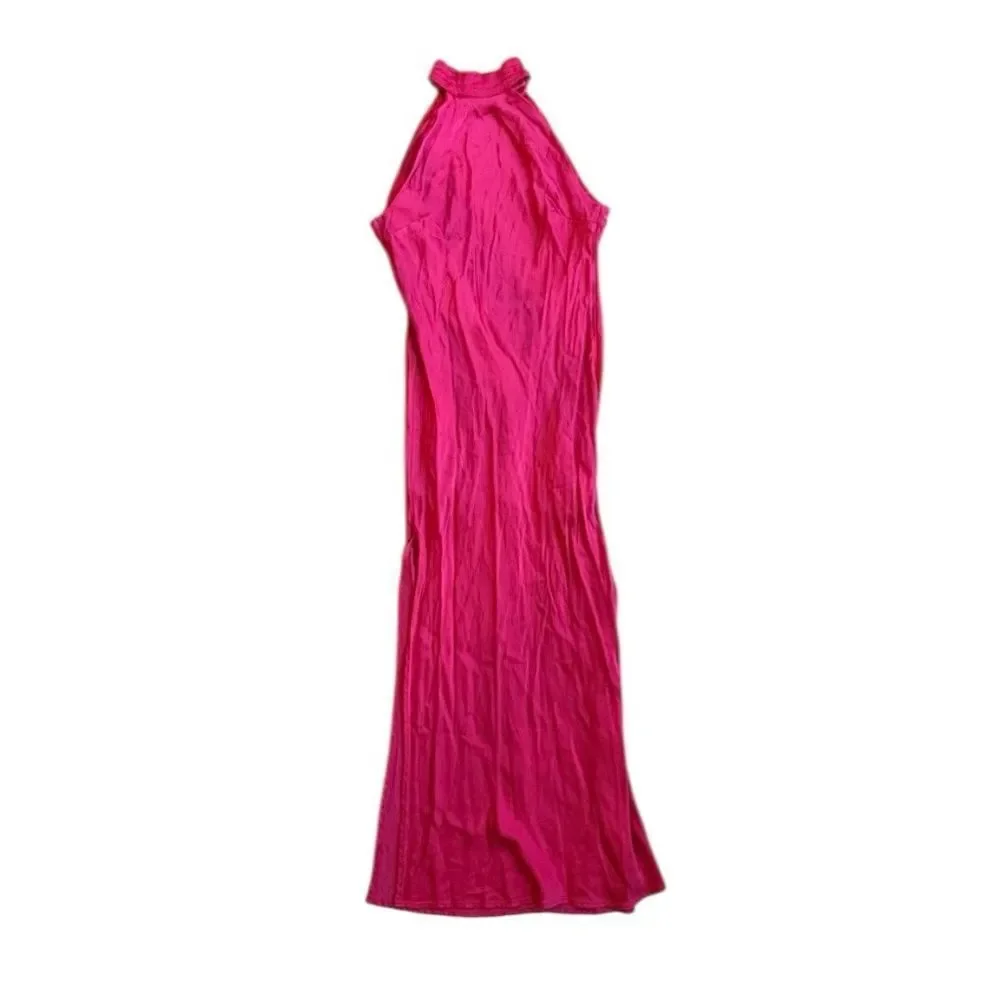 ✨MESHKI CLAIRE SATIN DRAPE BACK MAXI SZ XL DRESS WITH SPLIT✨ - Picture 6 of 9
